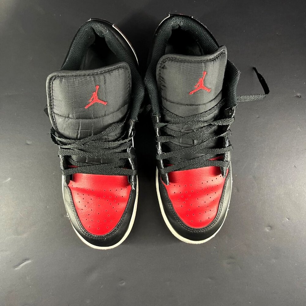 Nike Air Jordan 1 Low Black/Red/White Sneakers Size 7Y Basketball Shoes - Picture 6 of 7